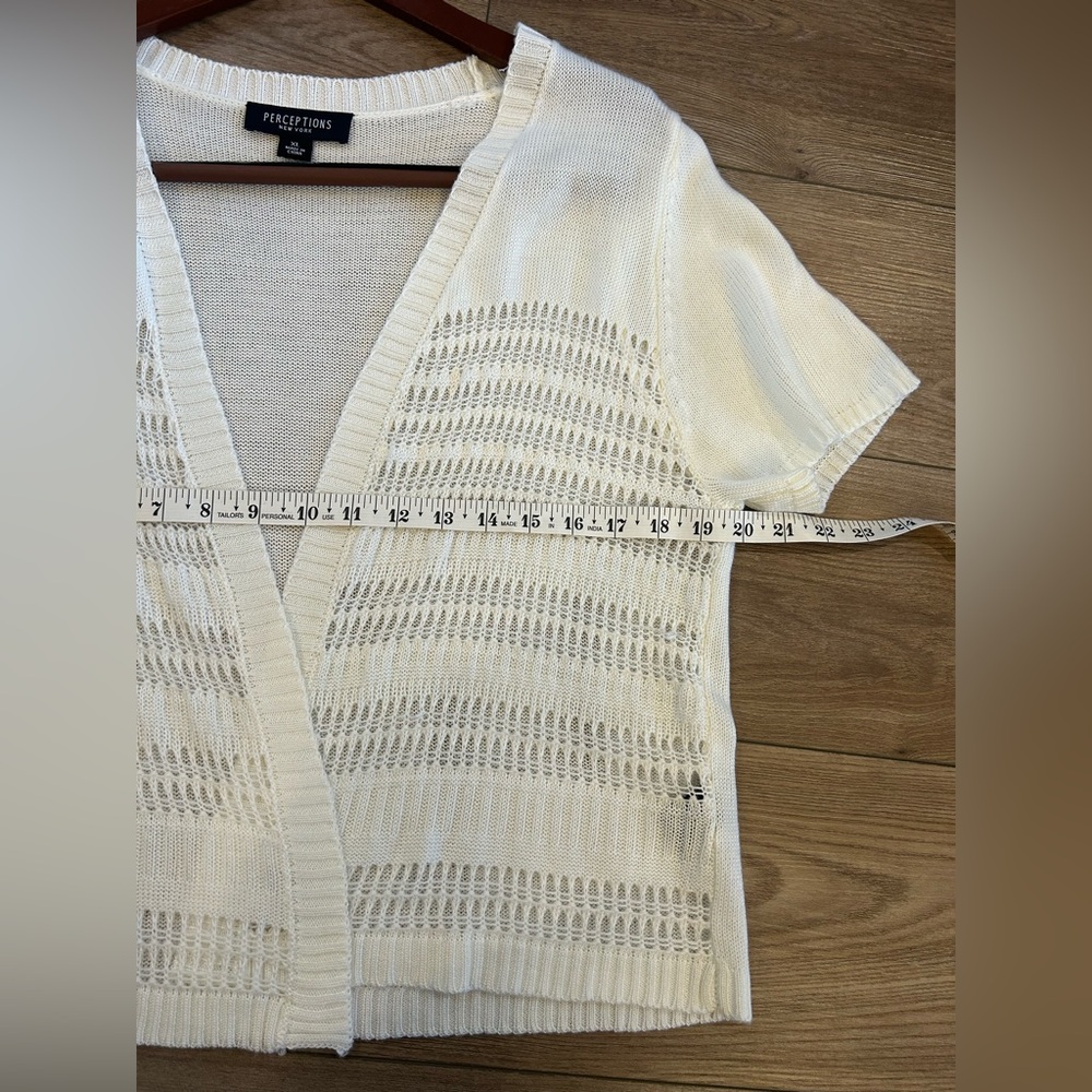 Perceptions New York Cream Open Knit Short Sleeve Cardigan XL - Picture 4 of 6